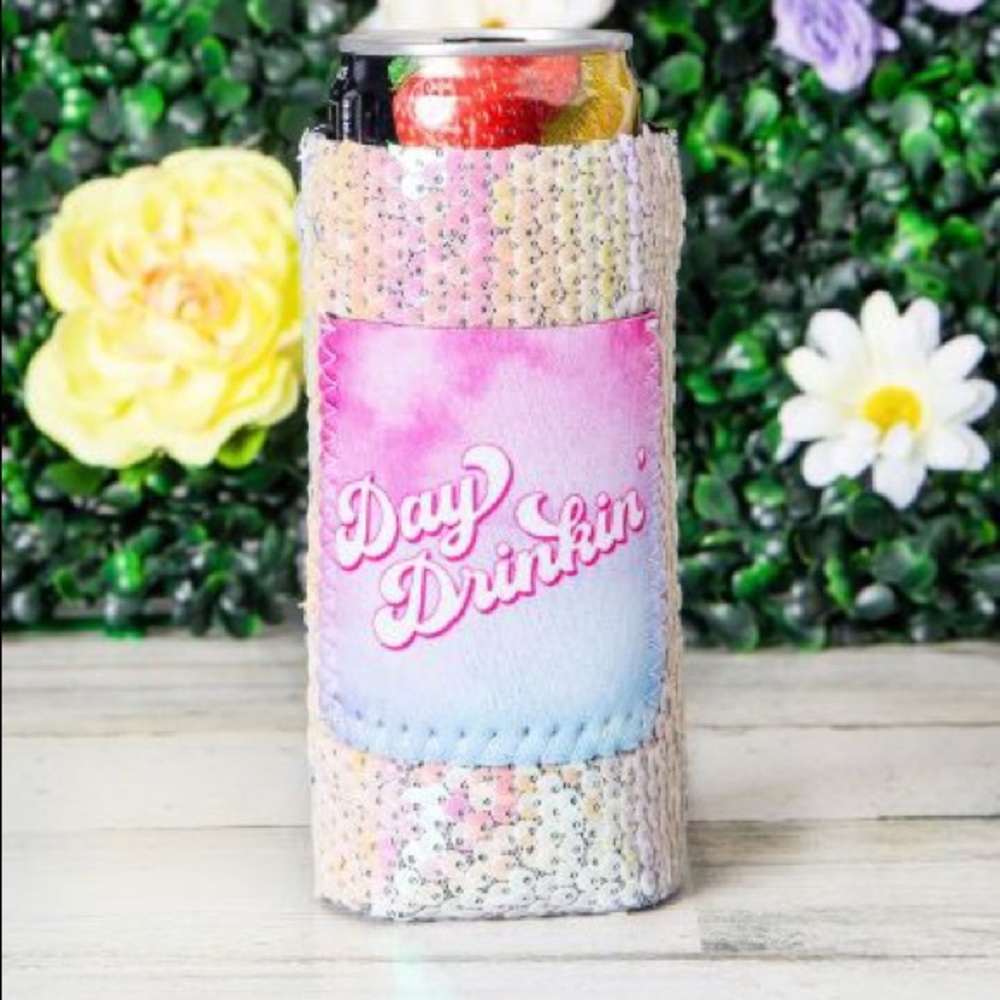 Tall can sequin koozie
